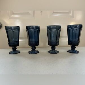Fostoria “Virginia” Dark Blue Iced Tea Glasses-Set of 4